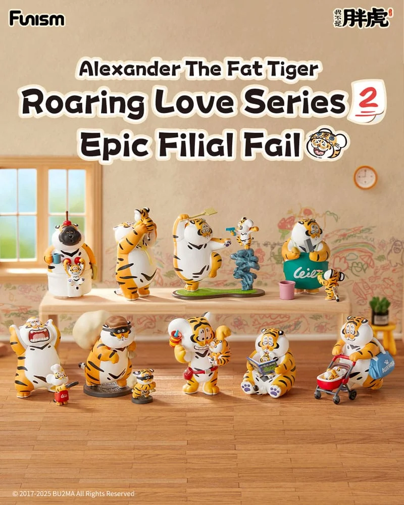 Alexander The Fat Tiger Mini Figures Roaring Love Series 2: Epic Filial Fabil 7cm Blind Box - 1 Unidade